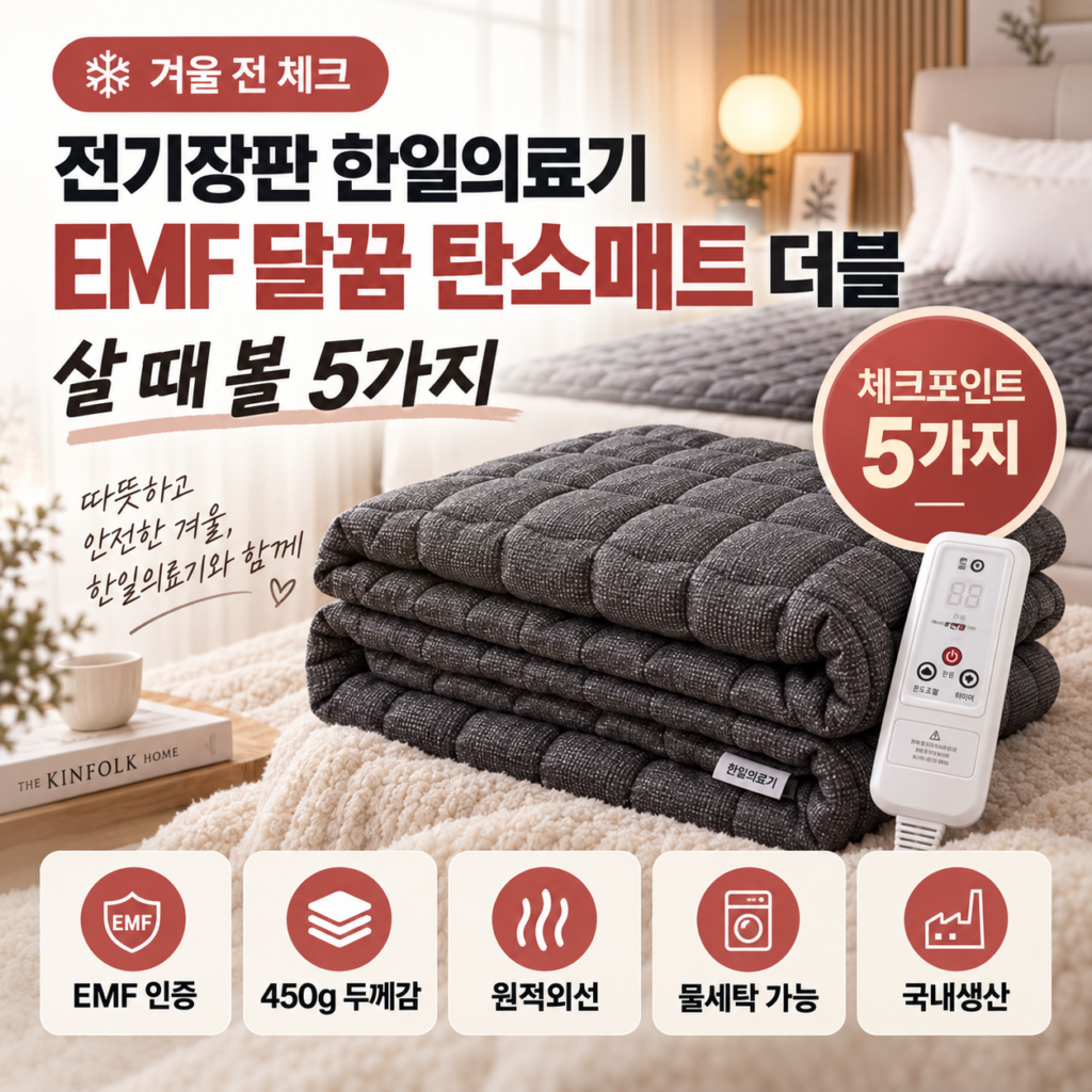 전기장판 한일의료기 EMF 달꿈 탄소매트 더블, 겨울 전에 살 때 볼 5가지 제품 이미지