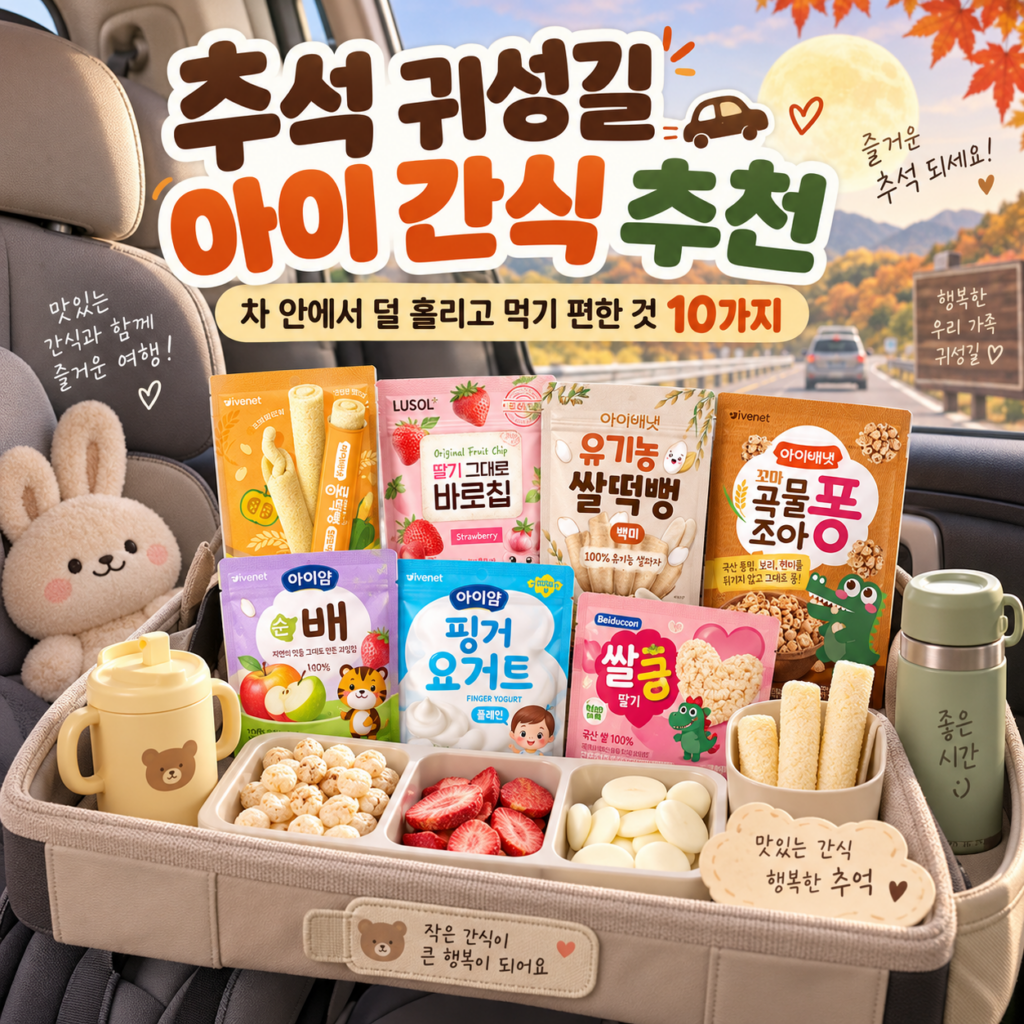 추석 귀성길 아이 간식 추천, 차 안에서 덜 흘리고 먹기 편한 것 10가지 제품 이미지