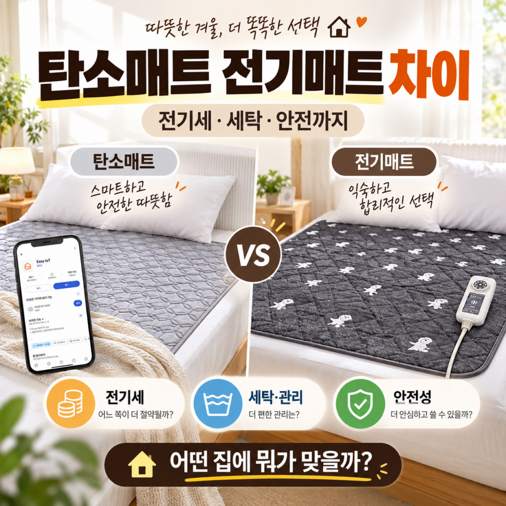 탄소매트 전기매트 차이, 전기세·세탁·안전까지 어떤 집에 뭐가 맞을까? 제품 이미지
