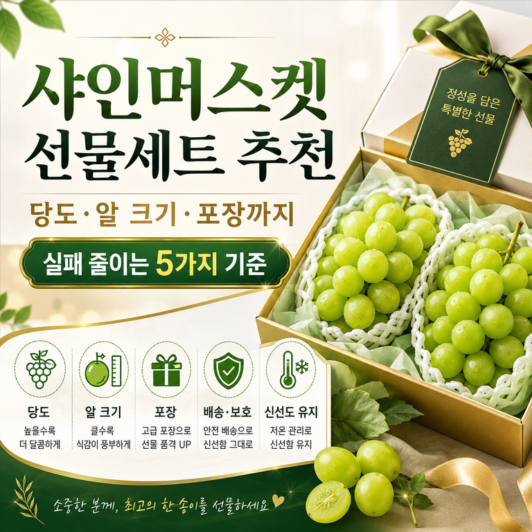 샤인머스켓 선물세트 추천, 당도·알 크기·포장까지 실패 줄이는 5가지 기준